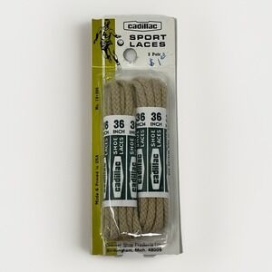 Vtg Cadillac Sport Laces 36 Inches Beige Tan Made In The USA Deadstock New Pkg